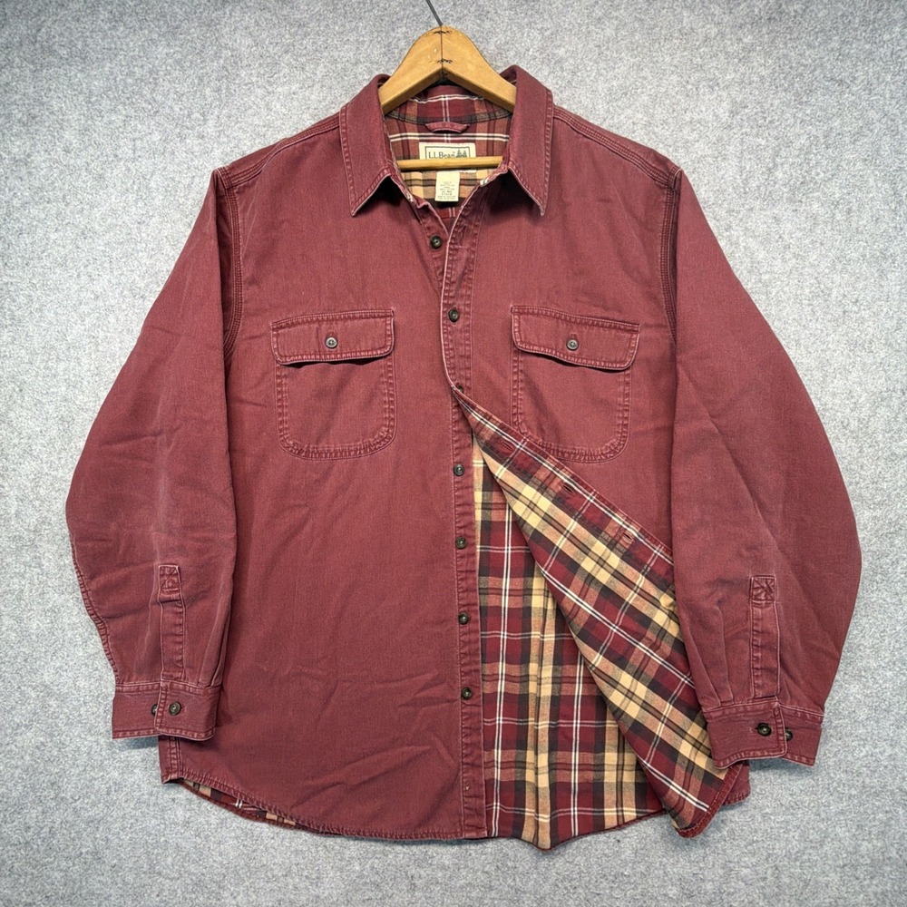 Vintage LL Bean Hurricane Shirt Mens Size XL Flannel Lined Canvas